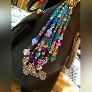 Hand crafted beaded purse charm